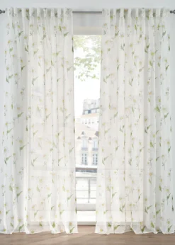 bonprix bonprix Muebles De Comedor·Cortinas Y Estores|Muebles De Sala De Estar·Cortinas De Salón>Cortina con estampado de flores (1 unidad) Blanco-verde