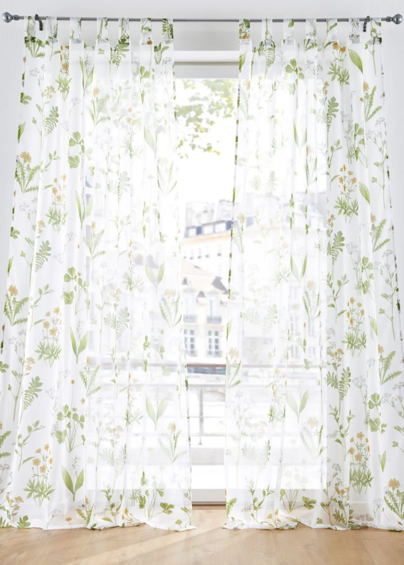 bonprix bonprix Muebles De Comedor·Cortinas Y Estores|Muebles De Sala De Estar·Cortinas De Salón>Cortina con estampado floral (1 unidad) verde-blanco con flores