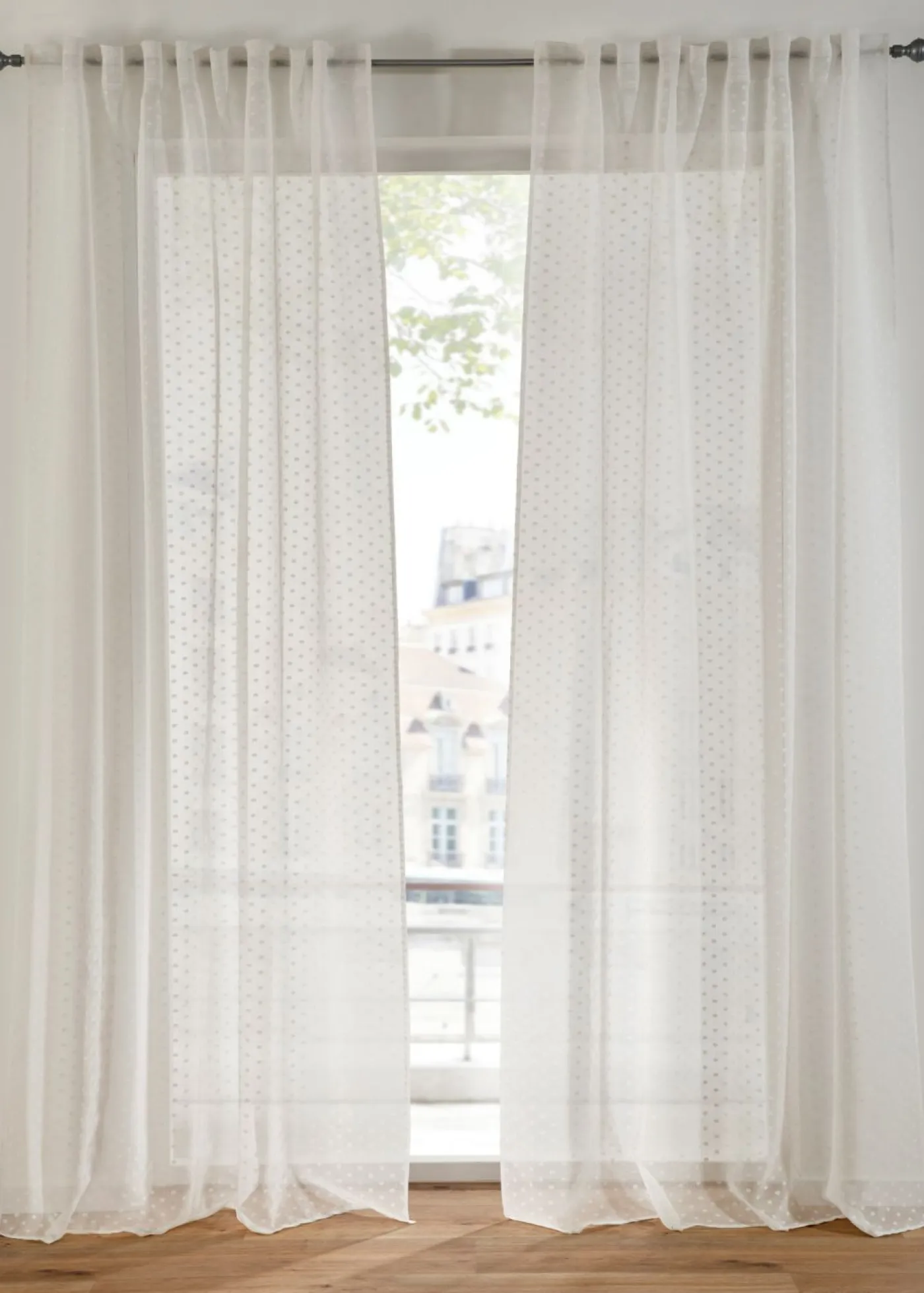 bonprix bonprix Muebles De Sala De Estar·Cortinas De Salón|Todas Las Cortinas>Cortina con lunares de jacquard (1 unidad) blanco topos