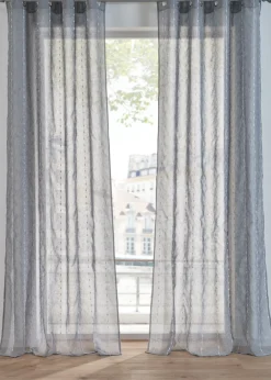 bonprix bonprix Cortinas Para Dormitorio>Cortina con rayas tejidas (1 unidad) gris-blanco rayas verticales