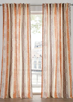 bonprix bonprix Muebles De Sala De Estar·Cortinas De Salón|Cortinas Baratas>Cortina con rayas y poliéster reciclado (1 unidad) naranja-rojo con rayas