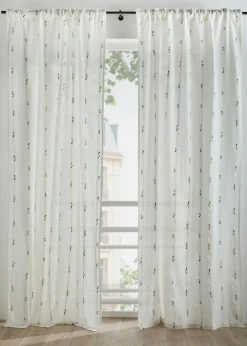 bonprix bonprix Muebles De Sala De Estar·Cortinas De Salón|Cortinas Para Dormitorio>Cortina de algodón orgánico tejida con lunares (1 unidad) Crema-marrón grisáceo-negro-verde oscuro