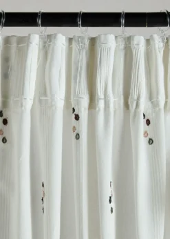 bonprix bonprix Muebles De Sala De Estar·Cortinas De Salón|Cortinas Para Dormitorio>Cortina de algodón orgánico tejida con lunares (1 unidad) Crema-marrón grisáceo-negro-verde oscuro