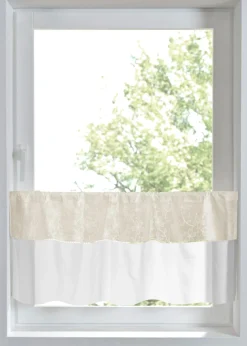 bonprix bonprix Cortinas Baratas|Visillos>Cortina de algodón orgánico con bordado Beige-blanco