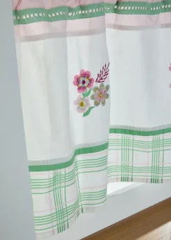 bonprix bonprix Primavera|Cortinas De Primavera>Cortina de algodón orgánico con bordado Blanco-rosa-verde