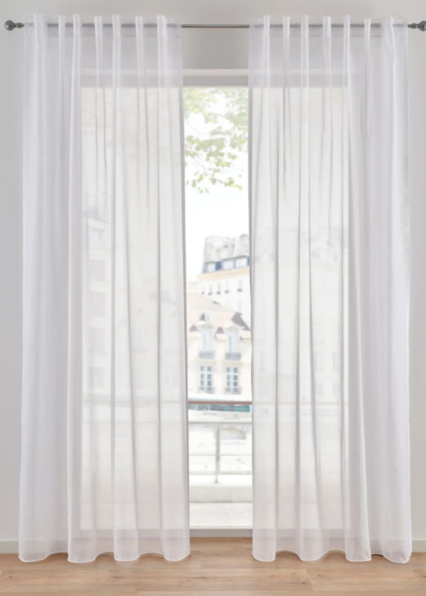 bonprix bonprix Cortina de gasa ligera con lazos ocultos (1 unidad)