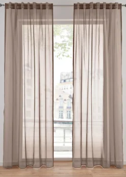 bonprix bonprix Muebles De Comedor·Cortinas Y Estores|Muebles De Sala De Estar·Cortinas De Salón>Cortina de gasa ligera con lazos ocultos (1 unidad) Marrón grisáceo
