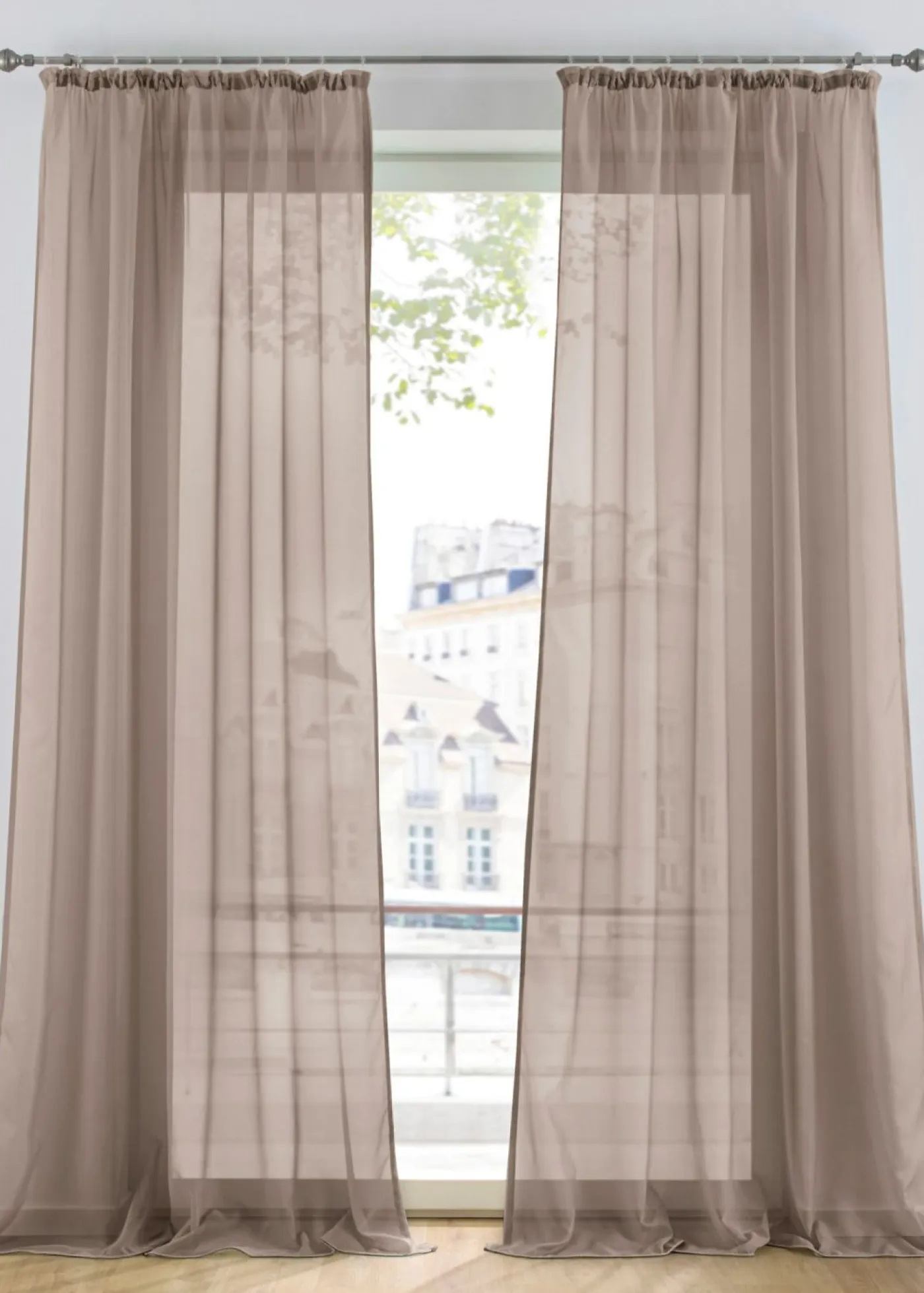 bonprix bonprix Muebles De Comedor·Cortinas Y Estores|Muebles De Sala De Estar·Cortinas De Salón>Cortina de gasa ligera (1 unidad) Marrón grisáceo