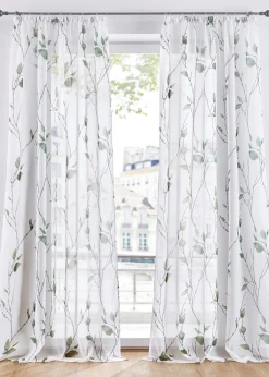 bonprix bonprix Cortinas Baratas|Todas Las Cortinas>Cortina de gasa ligera (1 unidad) verde claro/gris/blanco