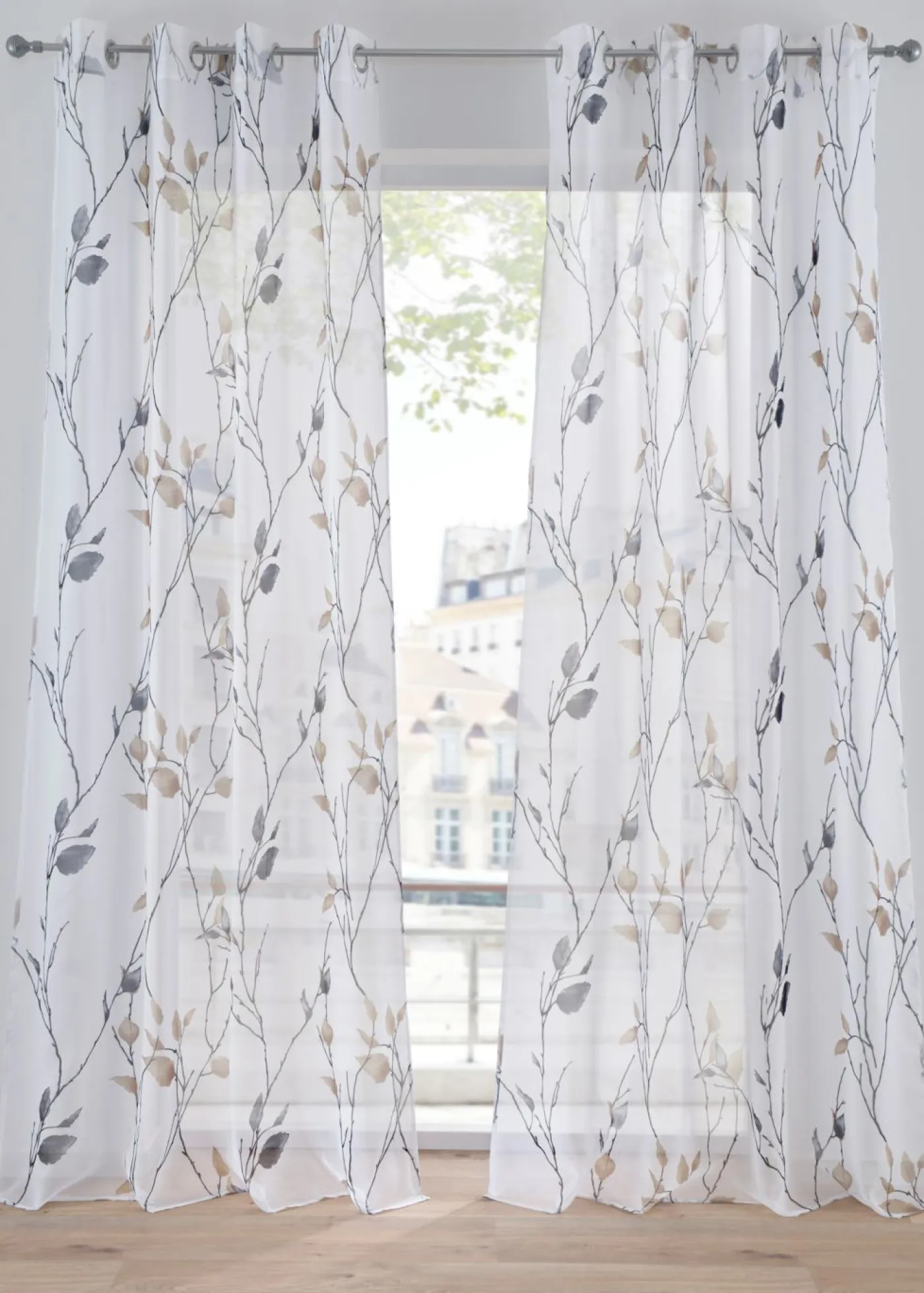 bonprix bonprix Cortinas Baratas|Todas Las Cortinas>Cortina de gasa ligera (1 unidad) arena/blanco/gris