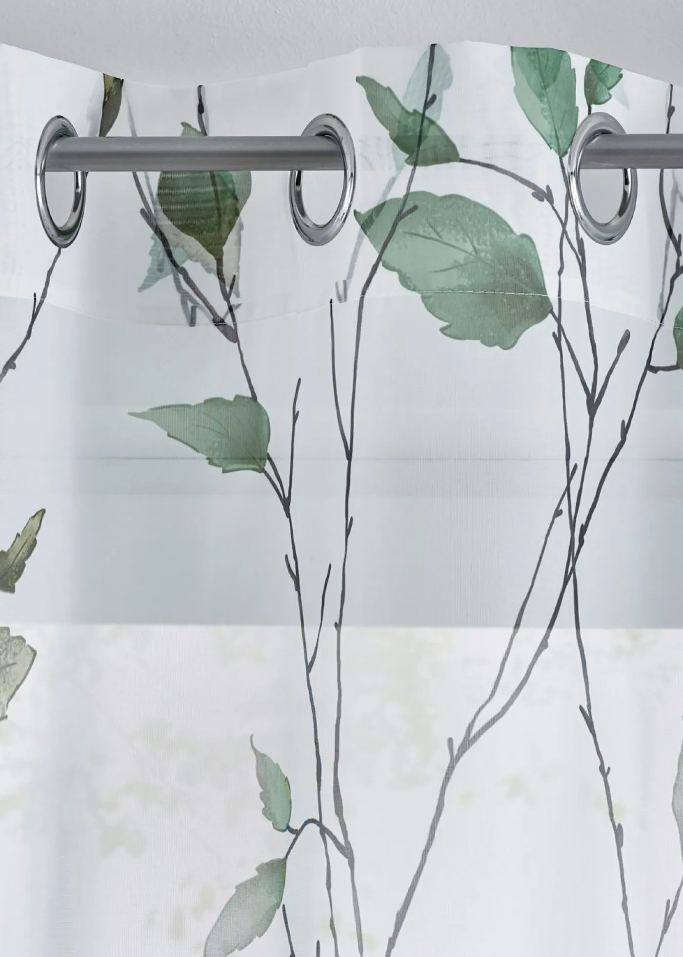 bonprix bonprix Cortinas Baratas|Todas Las Cortinas>Cortina de gasa ligera (1 unidad) verde claro/blanco/gris