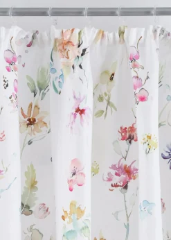 bonprix bonprix Primavera|Cortinas De Primavera>Cortina de microfibra con poliéster reciclado (1 unidad) Blanco-flores de varios colores