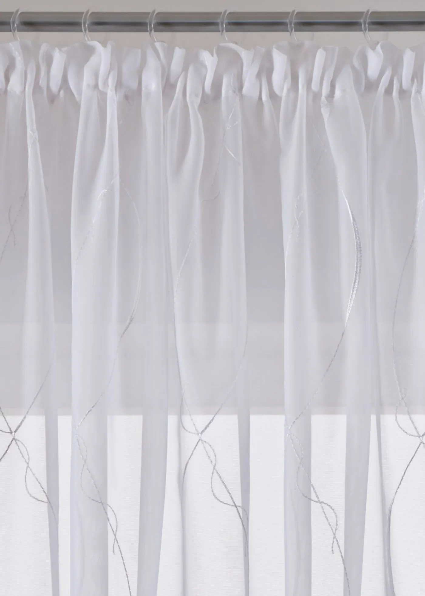 bonprix bonprix Cortinas Semitransparentes>Cortina de poliéster reciclado con bordado Blanco