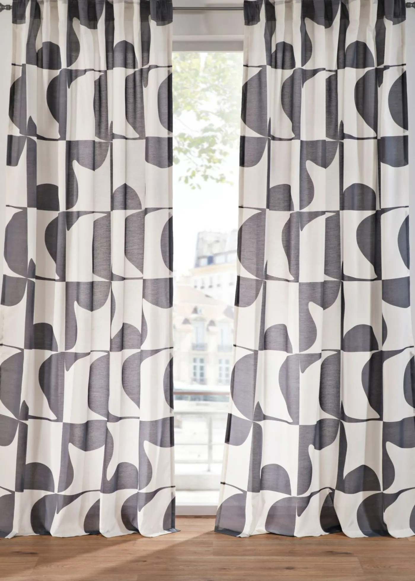 bonprix bonprix Cortina de poliéster reciclado con estampado gráfico (1 unidad)