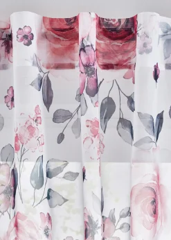 bonprix bonprix Primavera|Cortinas Baratas>Cortina de poliéster reciclado con estampado de flores (1 unidad) blanco/rosa pálido con flores