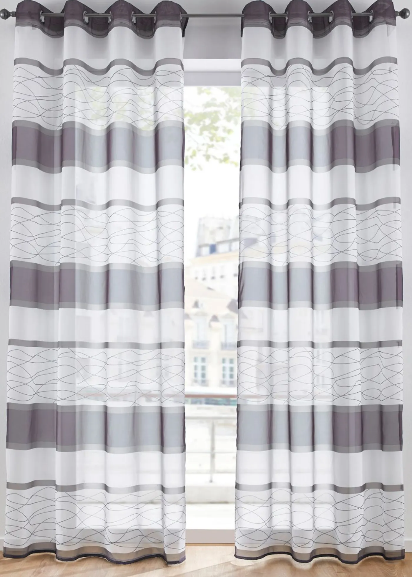 bonprix bonprix Cortinas Baratas|Todas Las Cortinas>Cortina de poliéster reciclado (1 unidad) Gris