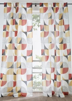 bonprix bonprix Muebles De Comedor·Cortinas Y Estores|Muebles De Sala De Estar·Cortinas De Salón>Cortina de poliéster reciclado (1 unidad) marrón marsala-arena tostado-gris oscuro-plata