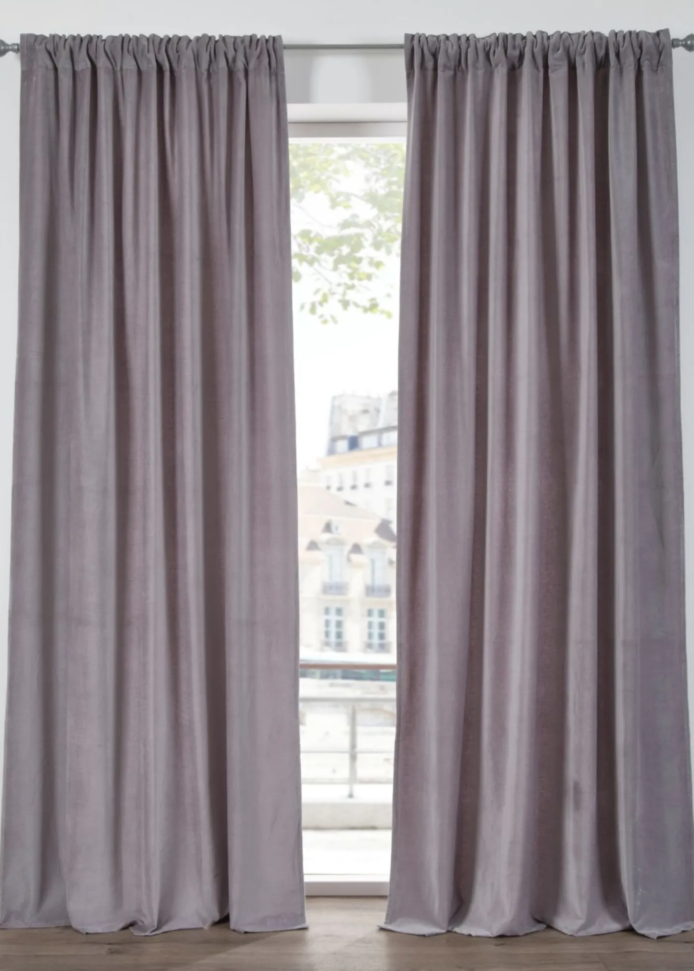 bonprix bonprix Muebles De Sala De Estar·Cortinas De Salón|Textiles Premium>Cortina de terciopelo de algodón orgánico (1 unidad) Gris