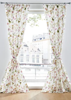 bonprix bonprix Muebles De Sala De Estar·Cortinas De Salón|Primavera>Cortina opaca con alzapaños (1 unidad) blanco-multicolor