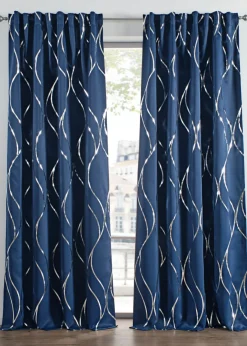 bonprix bonprix Muebles De Dormitorio·Cortinas Opacas|Cortinas Opacas>Cortina oscurecedora con estampado brillante (1 unidad) azul marino-plata