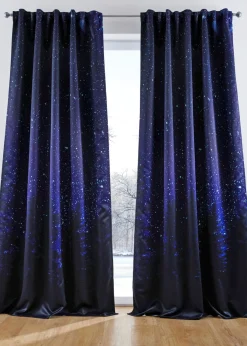 bonprix bonprix Muebles De Dormitorio·Cortinas Opacas|Cortinas Opacas>Cortina oscurecedora con motivo de cielo nocturno (1 unidad) Negro-azul