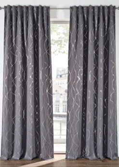 bonprix bonprix Muebles De Dormitorio·Cortinas Opacas|Cortinas Opacas>Cortina oscurecedora con brillo, también en tamaño extralargo (1 unidad) Gris-plata