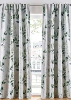 bonprix bonprix Muebles De Dormitorio·Cortinas Opacas|Cortinas Opacas>Cortina oscurecedora con estampado floral brillante (1 unidad) gris claro/oro/verde