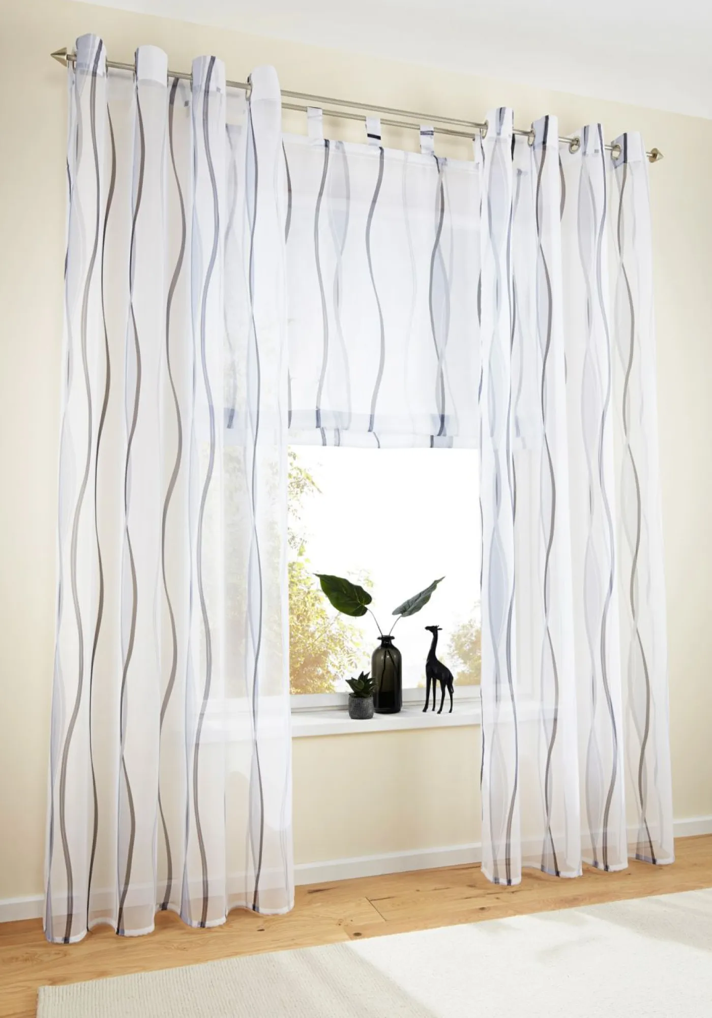 bonprix bonprix Estores Romanos>Cortina plegable "Viena" Blanco-gris