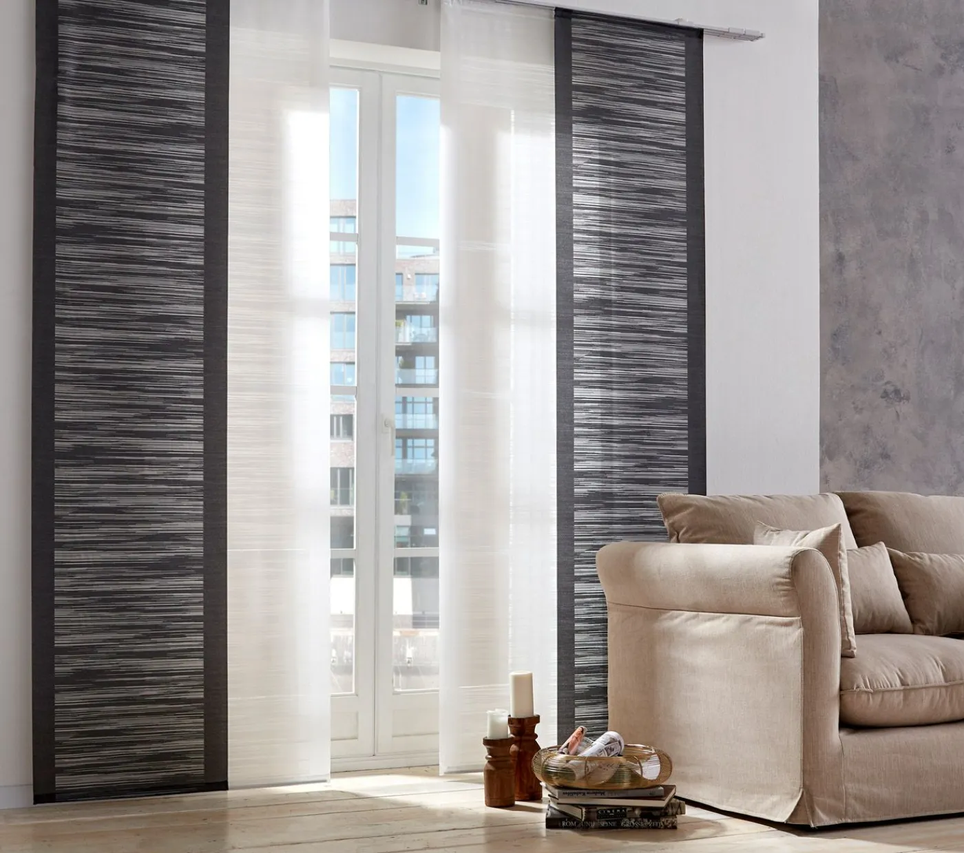 bonprix bonprix Estores>Cortina tipo panel japonés "Danzica" (Pack de 1) Blanco lana