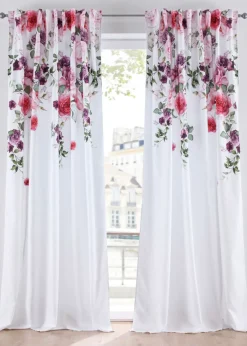bonprix bonprix Muebles De Sala De Estar·Cortinas De Salón|Cortinas Para Dormitorio>Cortina (2 unidades) baya/blanco./púrpura con flores
