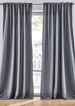 bonprix bonprix Muebles De Sala De Estar·Cortinas De Salón|Cortinas Para Dormitorio>Cortinas de microfibra de fácil cuidado (2 unidades) antracita