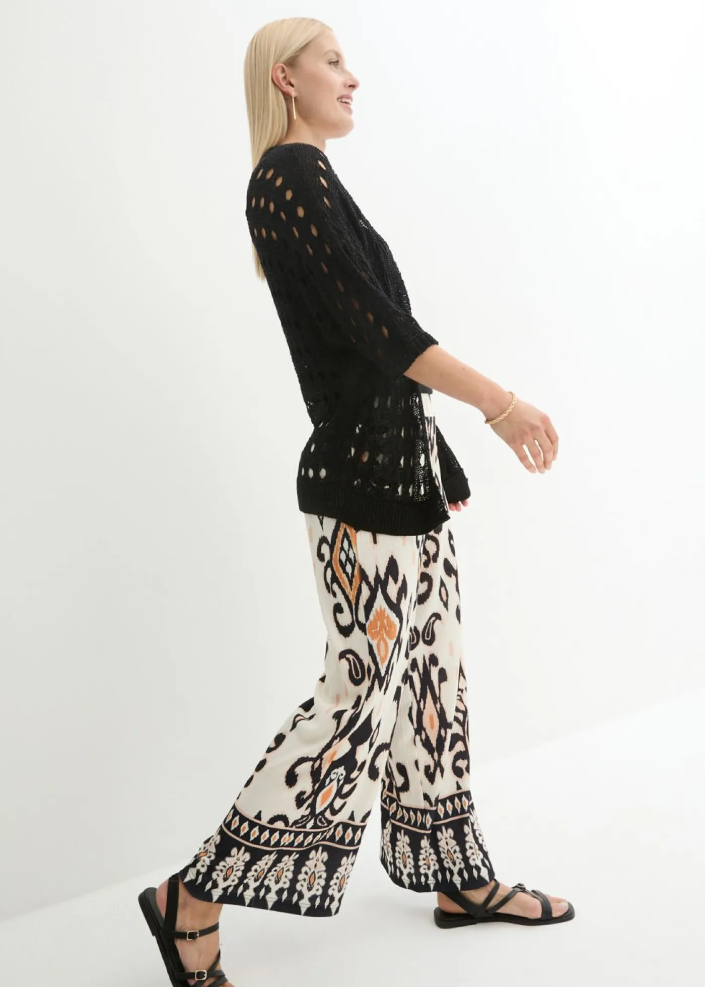 bonprix bonprix Jerséis|Ropa De Punto>Cárdigan de punto ajour con hilo brillante Negro