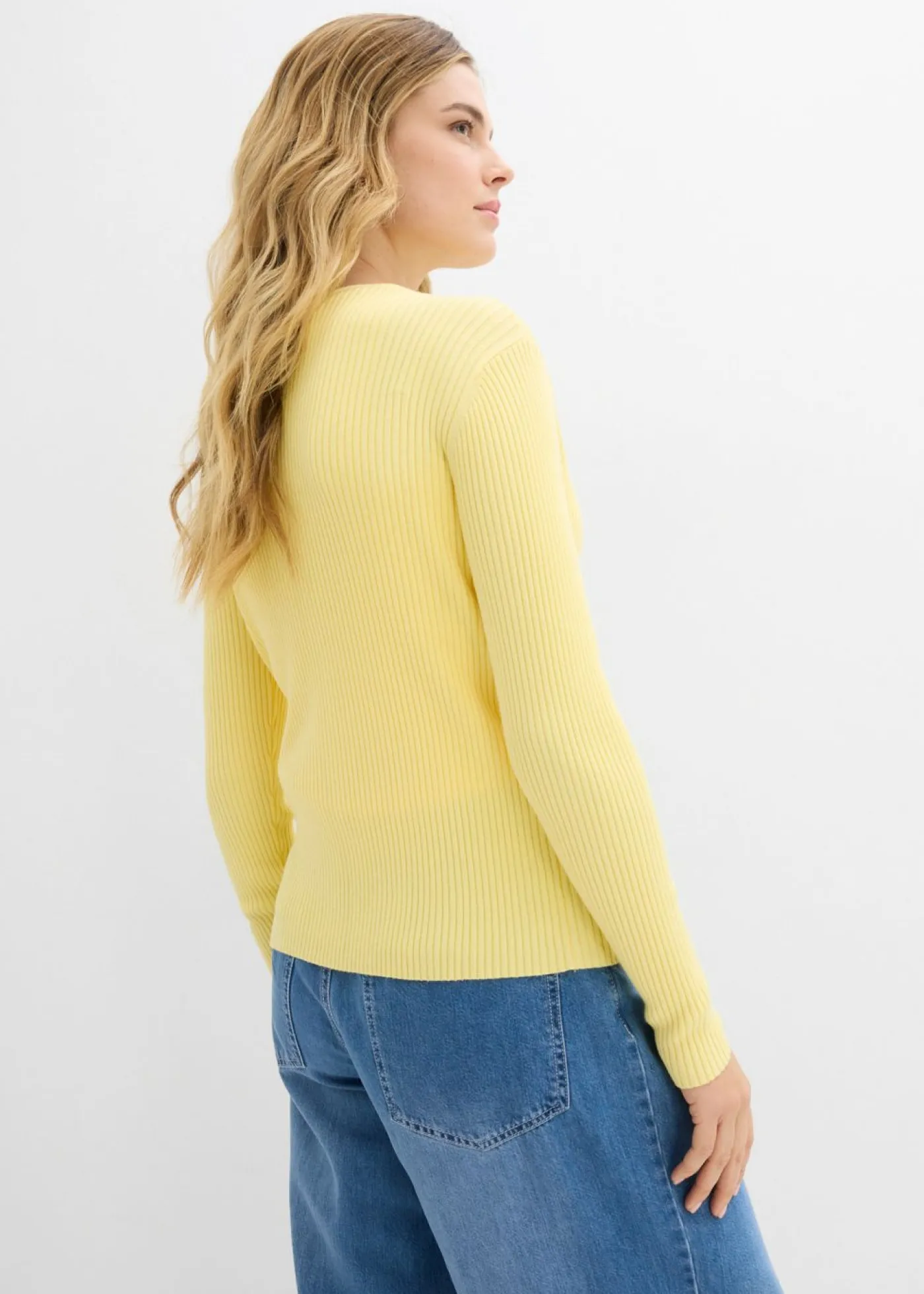 bonprix bonprix Jerséis|Novedades>Cárdigan de punto fino con viscosa Amarillo claro