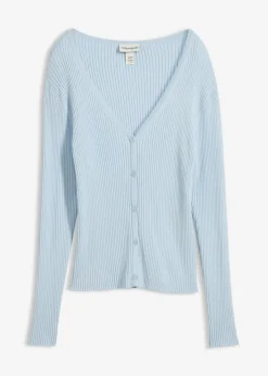 bonprix bonprix Jerséis|Novedades>Cárdigan de punto fino con viscosa azul pálido