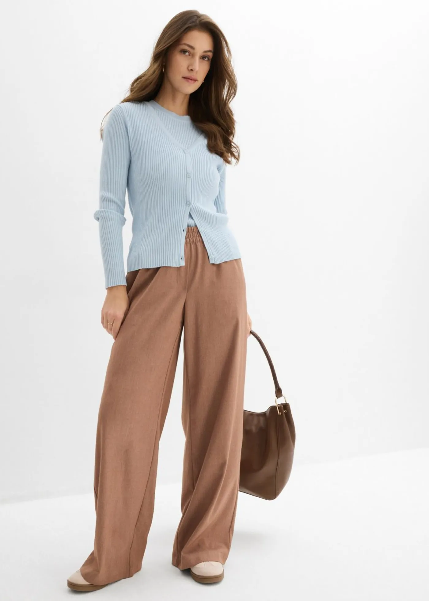 bonprix bonprix Jerséis|Novedades>Cárdigan de punto fino con viscosa azul pálido