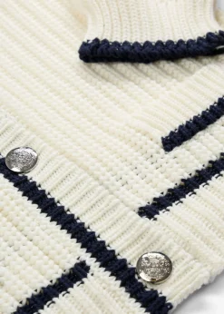 bonprix bonprix Jerséis|Ropa De Punto>Cárdigan de punto grueso de mezcla de algodón Blanco lana/azul marino