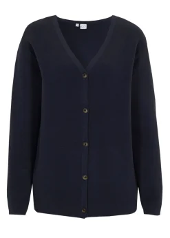 bonprix bonprix Básicos|Jerséis>Cárdigan Milano de canalé Azul marino
