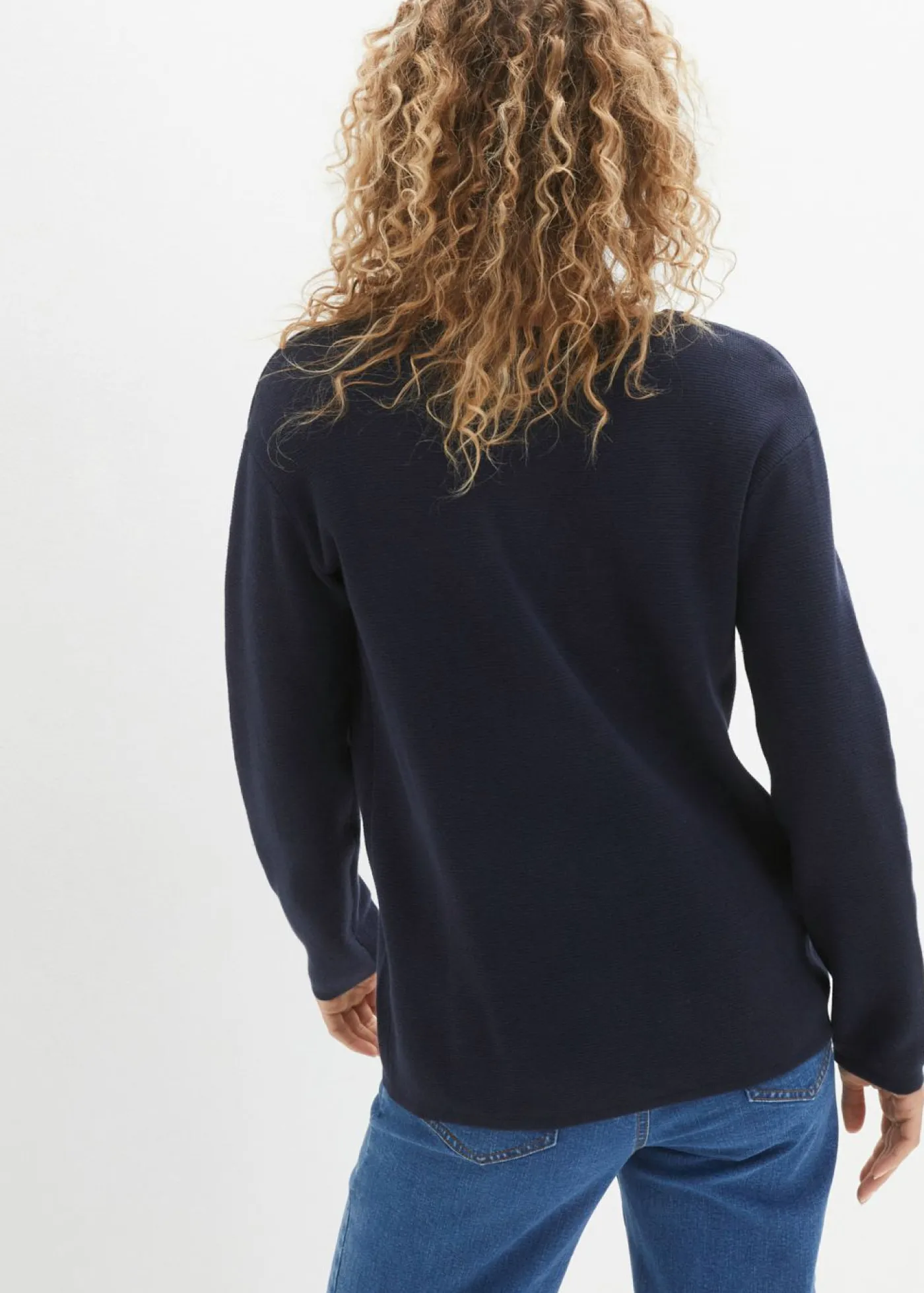 bonprix bonprix Básicos|Jerséis>Cárdigan Milano de canalé Azul marino