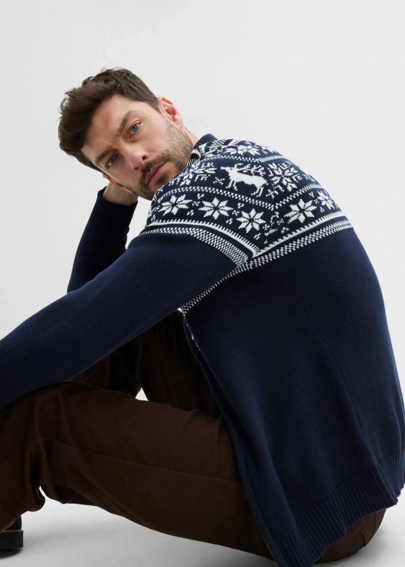 Hombre bonprix bonprix Cárdigan nórdico de algodón puro, respetuoso con tu piel