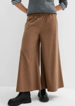 bonprix bonprix Pantalones>Culotte con aspecto de lana marrón pimienta moteado