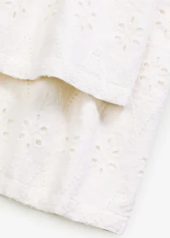 bonprix bonprix Pantalones>Culotte con bordado calado Blanco lana