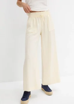 bonprix bonprix Pantalones>Culotte de mezcla de lyocell fluido Blanco-crema