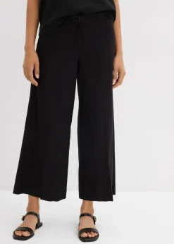 bonprix bonprix Esenciales|Pantalones>Culotte de mezcla de viscosa con cinturilla elástica Negro