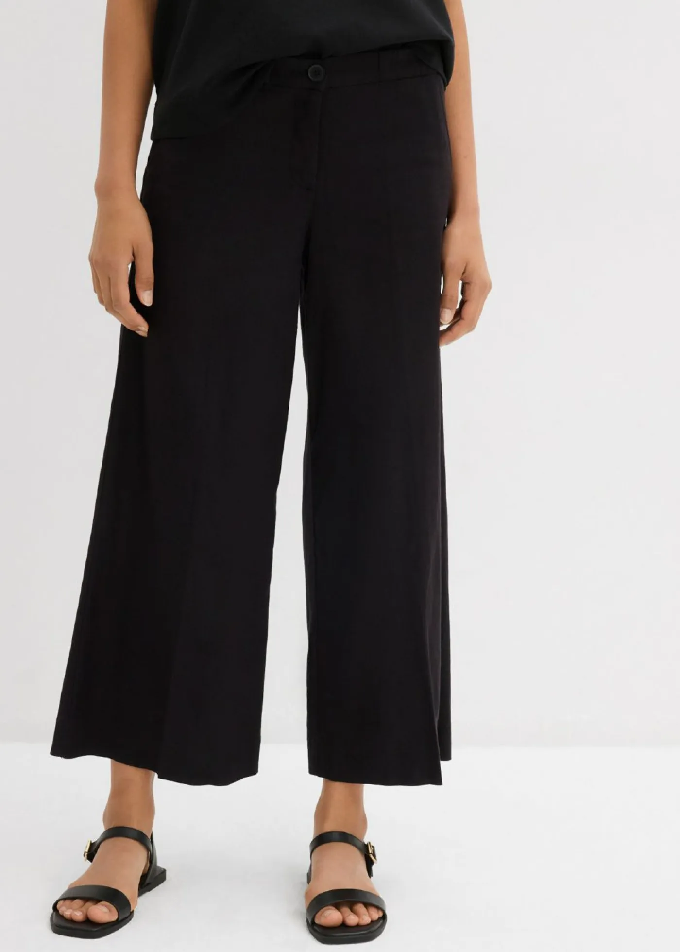 bonprix bonprix Esenciales|Pantalones>Culotte de mezcla de viscosa con cinturilla elástica Negro
