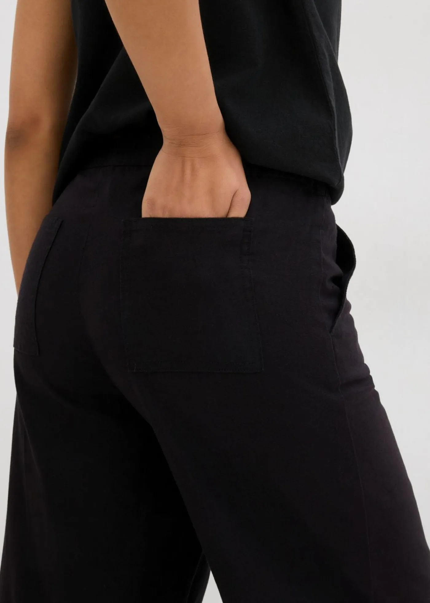 bonprix bonprix Esenciales|Pantalones>Culotte de mezcla de viscosa con cinturilla elástica Negro