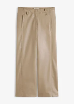 bonprix bonprix Pantalones>Culotte de piel sintética Marrón grisáceo