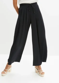 bonprix bonprix Pantalones>Culotte de satén fluido Negro