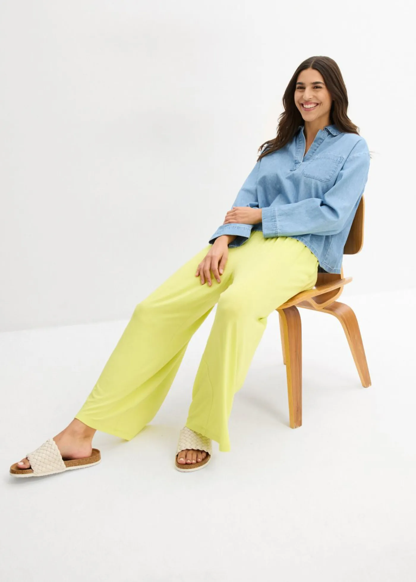 bonprix bonprix Básicos|Pantalones>Culotte de viscosa fluida Amarillo cítrico