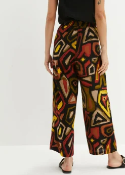 bonprix bonprix Pantalones|Novedades>Culotte de viscosa fluida Negro-azul con estampado gráfico