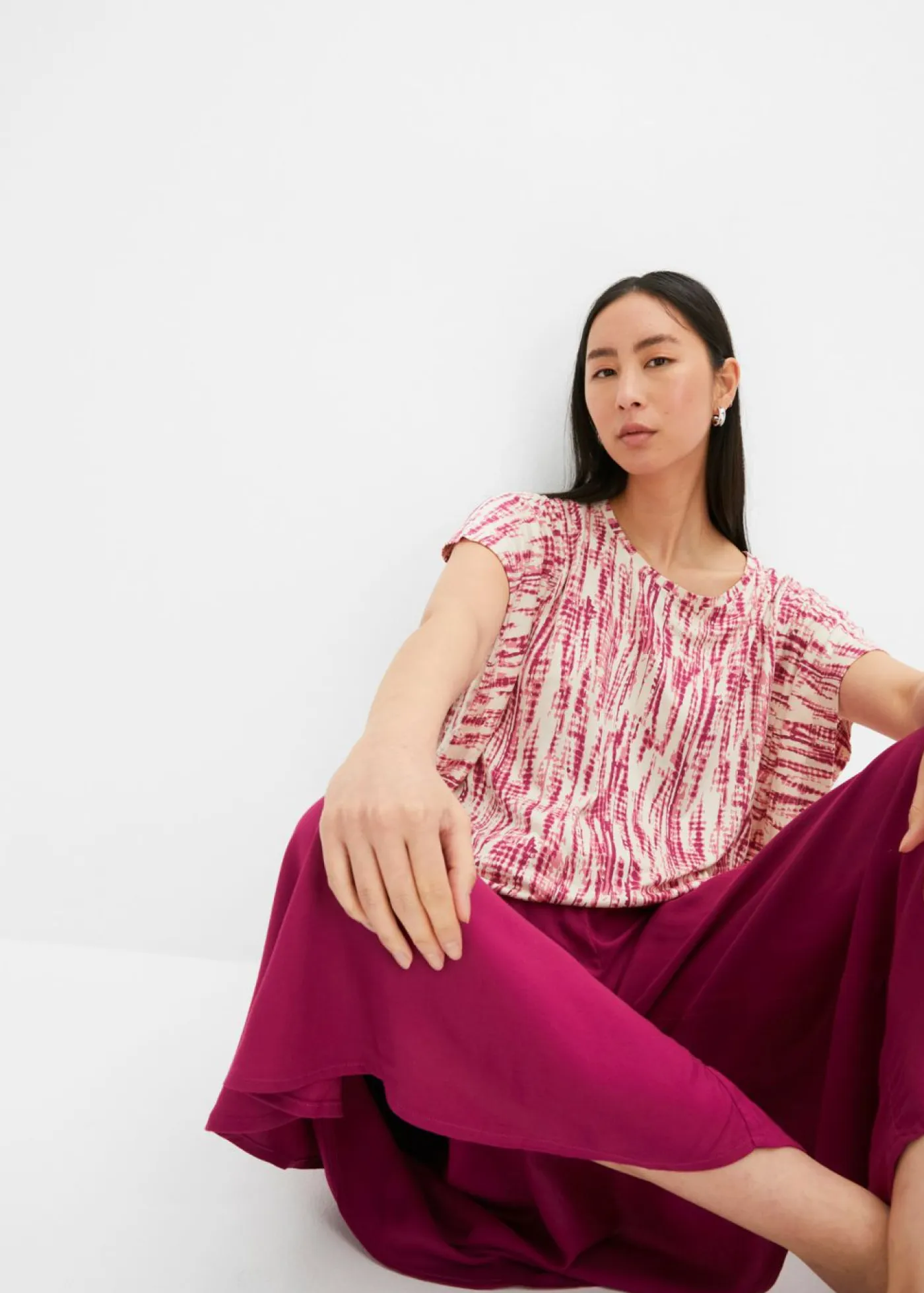 bonprix bonprix Pantalones>Culotte hasta la pantorrilla de viscosa sostenible Violeta